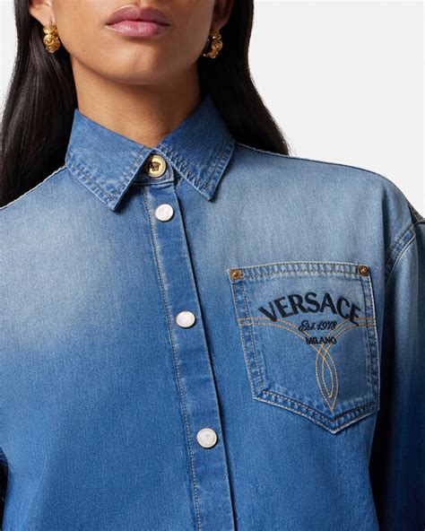 chemises versace femme|Versace denim shirt.